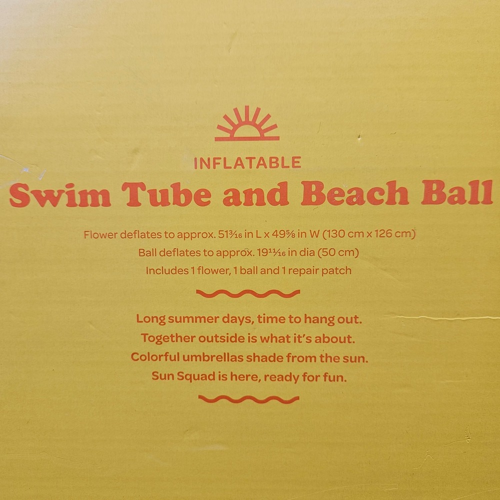 Sun Squad Inflatable Flower Swim Tube and Beach Ball Set New - Picture 4 of 5